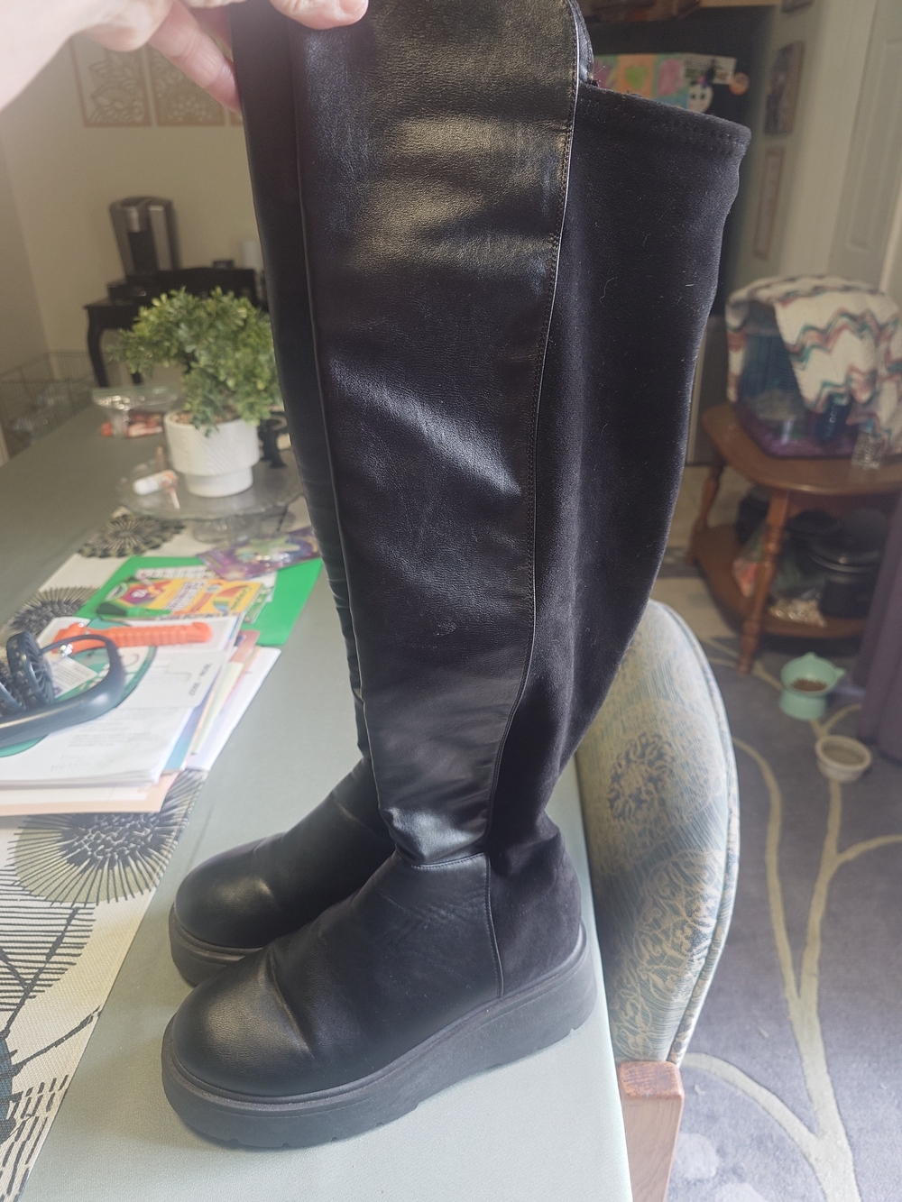 Black Knee-High Platform Boots - Brand Unknown